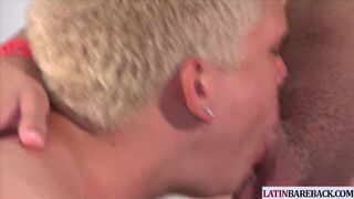 Hung twink sucked off before barebacking bottom until cum