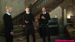 Assfucked bottom jerking his cock until cum