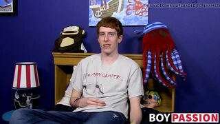 Guy with red hair gets interviewed before a solo session