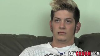 Pierced interviewed twink Nikholas King masturbates solo