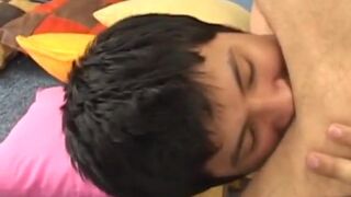 Cute looking twinkies blowing, rimming and barebacking