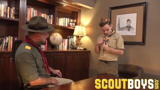 young smooth boy scout gets sucked and jerked by dilf