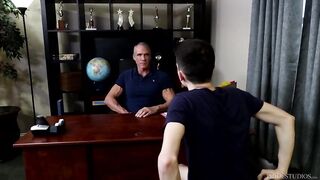 Silver Step-Dad Principle Fucks His Step-Son In His Office - Sexy