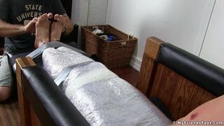 Handsome jock tied up and tickled until he starts to cry