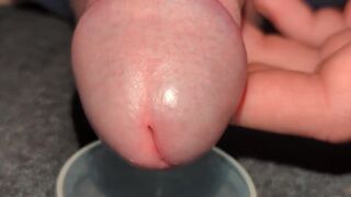 Extreme Closeup Huge Thick Load of Cum Edged Out Into Cup and Swallowed