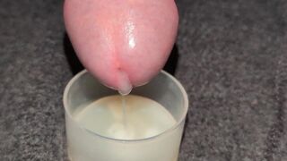 Extreme Closeup Huge Thick Load of Cum Edged Out Into Cup and Swallowed