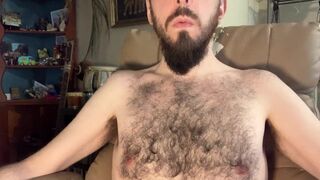 Showing off my very hairy chest and armpits