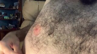 Showing off my very hairy chest and armpits