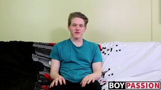 Blond twink with fat ass interviewed and dicked down raw