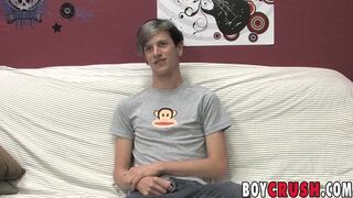Skinny twink Danny Tyler interviewed before solo stroking