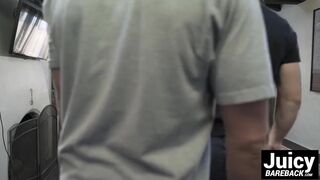 Four dudes get the sweet release of steamy bareback action