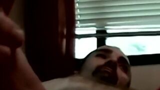 Old studs lay together in a trailer as they masturbate too