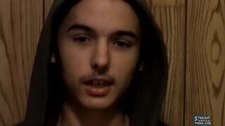 Twink Wiley spurts cum after pumping his big hard dick