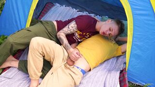 Smooth Twink Gets His Tight Ass Stretched While Camping with Straight Best Friend