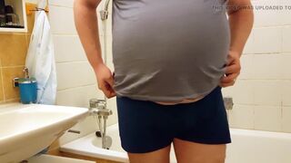 Hosed down in front of the bathtub