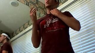 Naughty amateur Christian Taylor masturbates while smoking