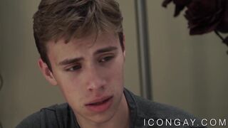 Handsome inked hunk banging young jock after rimjob