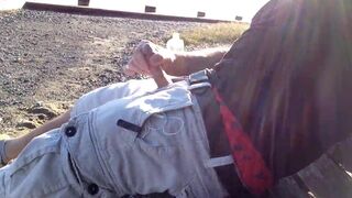 Public Dick Stroking at the beach, jerking off my hard cock