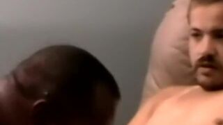 Amateur guy jacking off cock before getting a blowjob