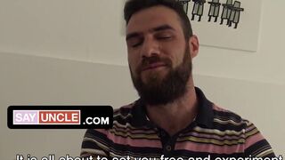 Stepson spitroasted raw by boyfriend and bear step-daddy