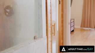 ADULT TIME - Lucca Mazzi Caught BF's Twink Latino Stepbro Des Irez Jerking Off To Him In The Shower!