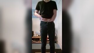 Masturbating in Black Jeans