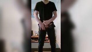 Masturbating in Black Jeans