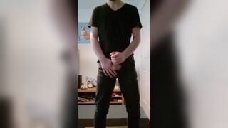 Masturbating in Black Jeans