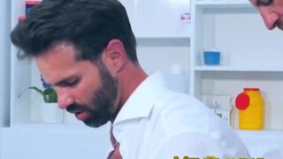 Bearded businessman Dani Robles fucked raw by kinky doctor