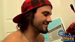 Straight jock Bam tugging his big cock to cum solo