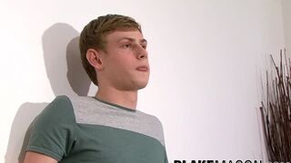 British amateur twink stips after an interview and jerks off
