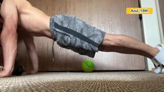 Cute guy exercising his body in the morning before fucking his best friend 18 years old