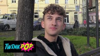 TWINK POP - Sweet Guy With Curly Hair Agrees To Suck & Fuck Another Sexy Guy For Some Cash