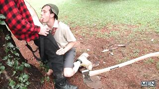 Twink - Jimmy Fanz Is Cutting Woods Then Zac Stevens Shows Up To Get His Wood In His Asshole