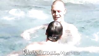 HD - Man Cock sucking and ass fucking by the pool