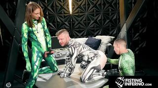 Hunk Brian Bonds Spitroasted By Costume Wearing Jocks