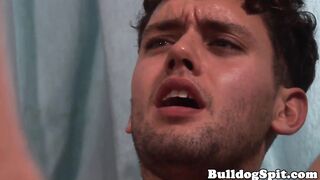 Throating hunk analfucked while jerking off