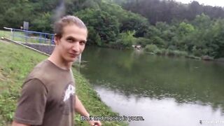 He Spots A Cute Twink Fishing And Offers Him Enough Cash To Make Him Suck His Dick - Hunter