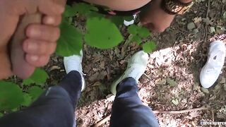 CZECH HUNTER 453 - Blonde Twink Sucks Strangers Big Dick POV In The Woods