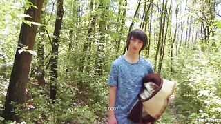 CZECH HUNTER 439 - Dorky Twink Taking A Walk In The Woods & Sucks A Fat Cock