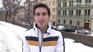 CZECH HUNTER 395 - Cute Hunk Whips Out His Dick In The Snow Then Goes All In