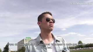 CZECH HUNTER 377 - Hot Dude In Sunglasses Sucks & Rides A Dick Raw In Public