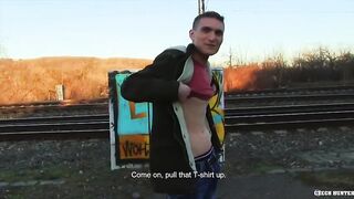 CZECH HUNTER - Slim Dude Found By The Train Tracks Gets His Tight Ass Pounded