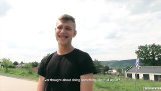 CZECH HUNTER 429 - Buff Twink Flexing His Muscles & Cock In The Woods