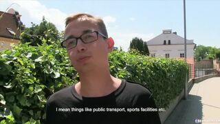 CZECH HUNTER 448 - Twink With Trendy Glasses Gets His Balls Played With