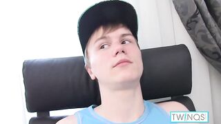 Skinny Blonde Liam P Strips Nude And Jerks Off His Big Cock!