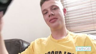 Pale Blonde Leon Jerks Off His Big Cock After Working Out!