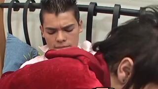 Creampied Latino bounces on hard cock after blowing it