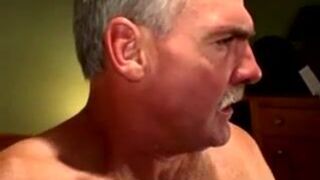 Dirty hairy biker is getting cock sucked