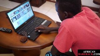 Slim black amateur fingers ass and masturbates indoors